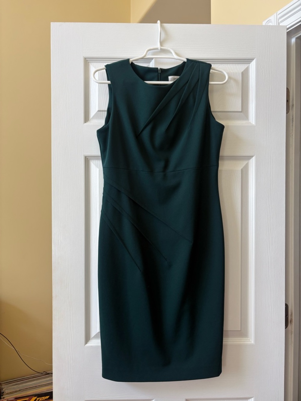 Calvin Klein Dark Green Sleeveless Midi Sheath Dress